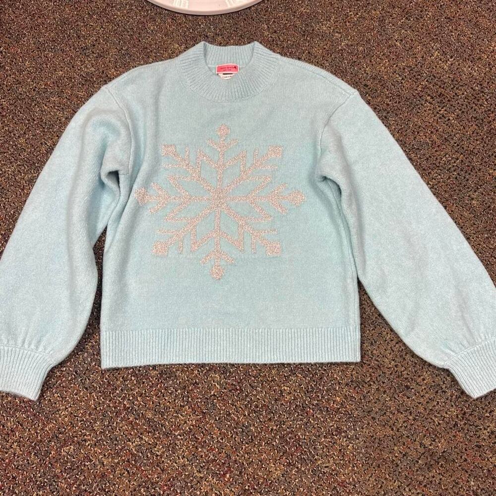 Kate Spade Snowflake Wool Sweater Frosty Sky Blue Size S